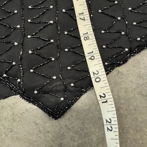 Vintage Y2K 90's Silk Embellished Sequin Beaded Black Vest Women's Small - Picture 6 of 6